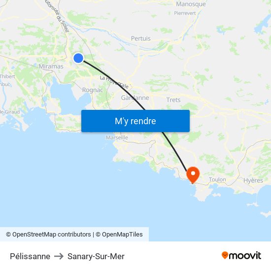 Pélissanne to Sanary-Sur-Mer map