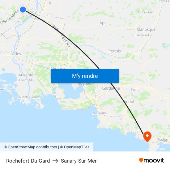 Rochefort-Du-Gard to Sanary-Sur-Mer map