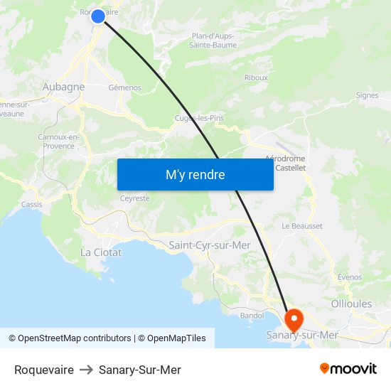 Roquevaire to Sanary-Sur-Mer map