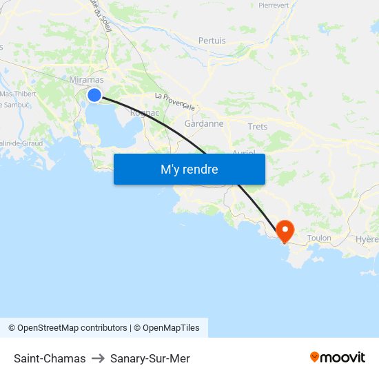 Saint-Chamas to Sanary-Sur-Mer map