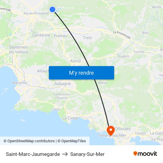 Saint-Marc-Jaumegarde to Sanary-Sur-Mer map