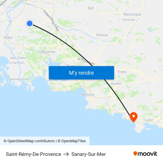 Saint-Rémy-De-Provence to Sanary-Sur-Mer map