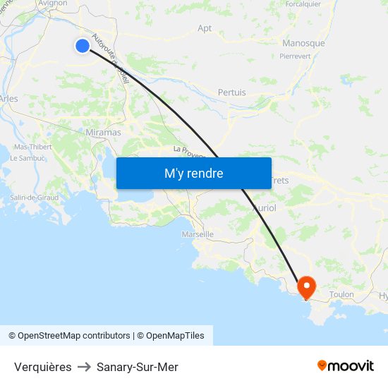 Verquières to Sanary-Sur-Mer map