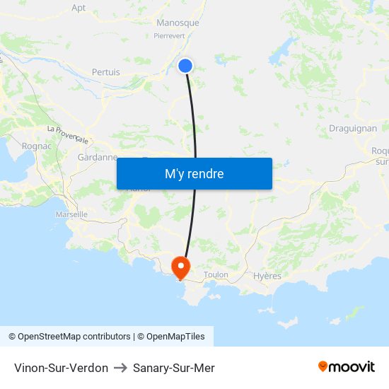 Vinon-Sur-Verdon to Sanary-Sur-Mer map