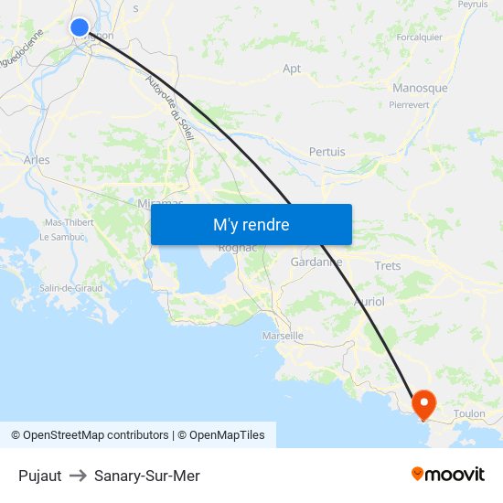 Pujaut to Sanary-Sur-Mer map