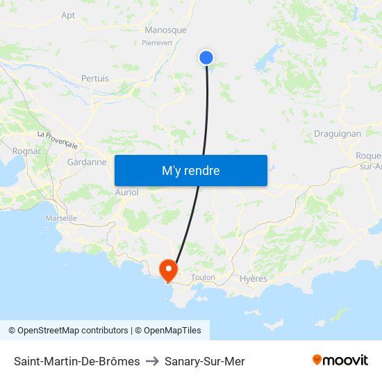 Saint-Martin-De-Brômes to Sanary-Sur-Mer map