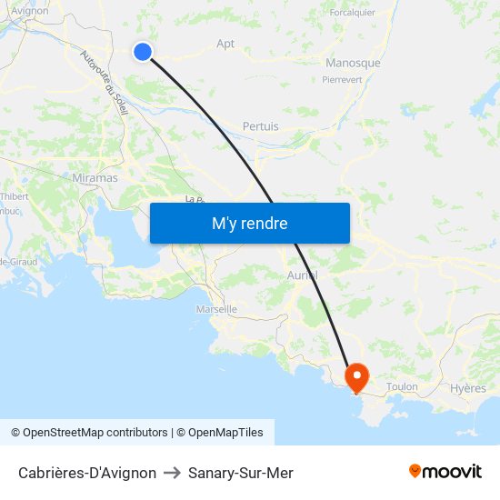 Cabrières-D'Avignon to Sanary-Sur-Mer map