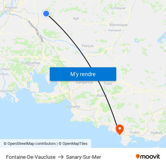 Fontaine-De-Vaucluse to Sanary-Sur-Mer map