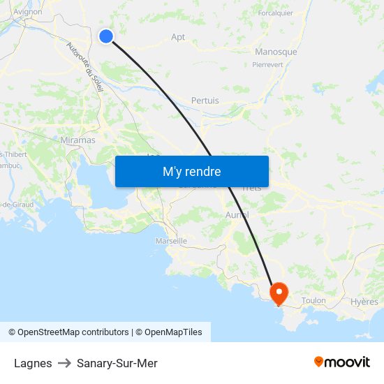 Lagnes to Sanary-Sur-Mer map