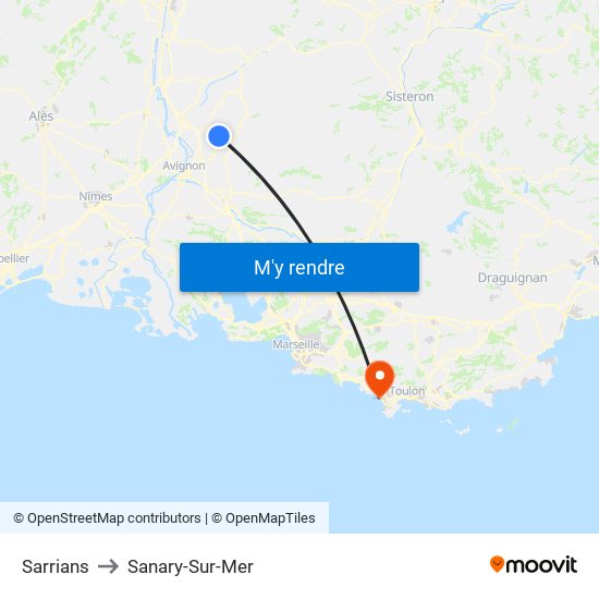 Sarrians to Sanary-Sur-Mer map