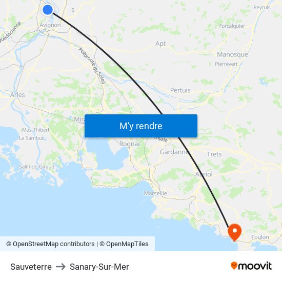 Sauveterre to Sanary-Sur-Mer map