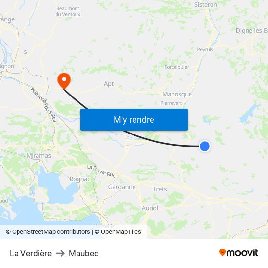 La Verdière to Maubec map