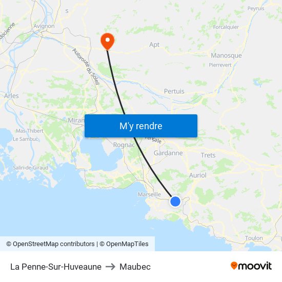 La Penne-Sur-Huveaune to Maubec map