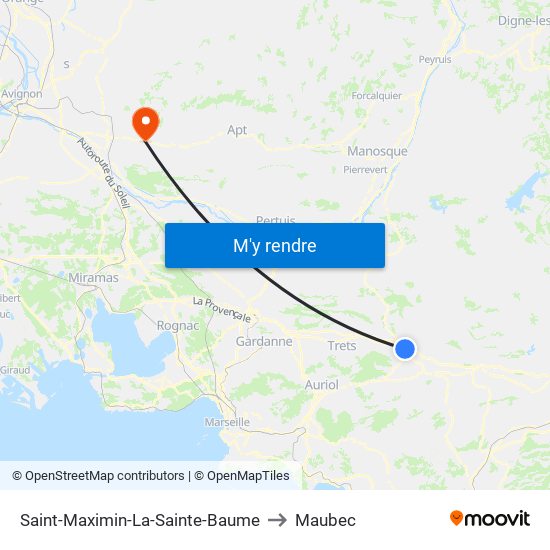 Saint-Maximin-La-Sainte-Baume to Maubec map