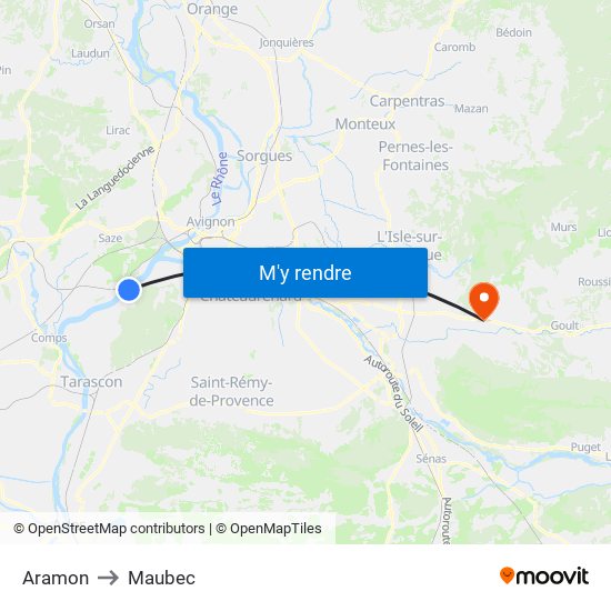 Aramon to Maubec map