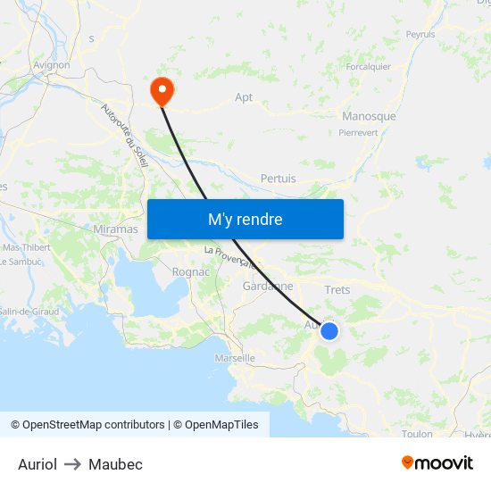 Auriol to Maubec map