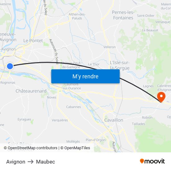 Avignon to Maubec map