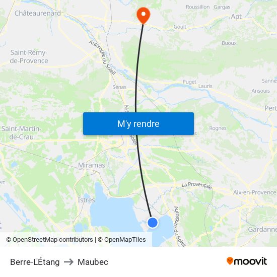 Berre-L'Étang to Maubec map