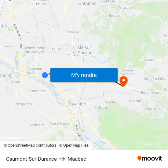 Caumont-Sur-Durance to Maubec map