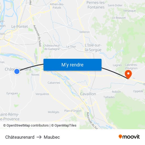 Châteaurenard to Maubec map