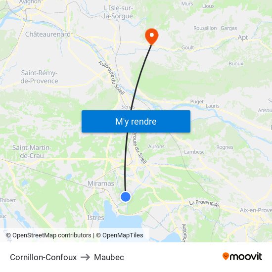 Cornillon-Confoux to Maubec map