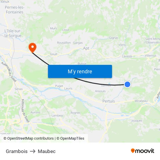 Grambois to Maubec map