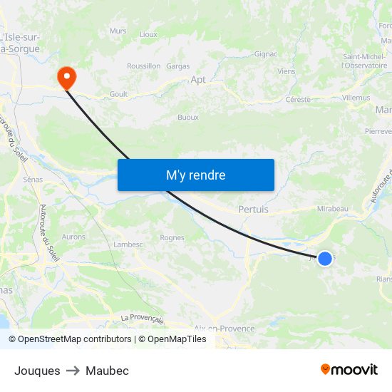 Jouques to Maubec map