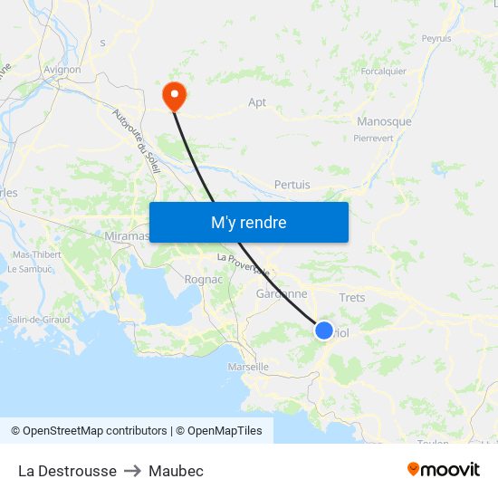 La Destrousse to Maubec map