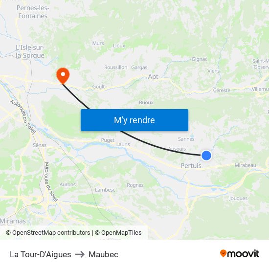 La Tour-D'Aigues to Maubec map