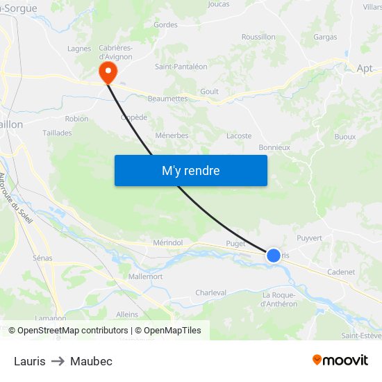 Lauris to Maubec map