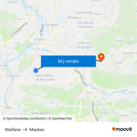 Maillane to Maubec map