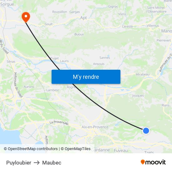 Puyloubier to Maubec map