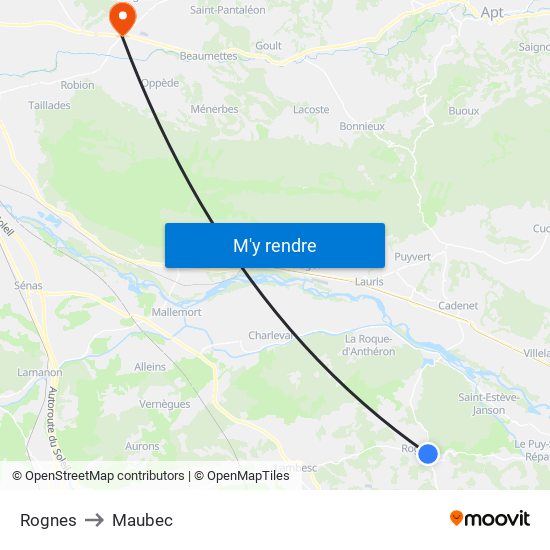 Rognes to Maubec map