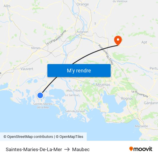 Saintes-Maries-De-La-Mer to Maubec map