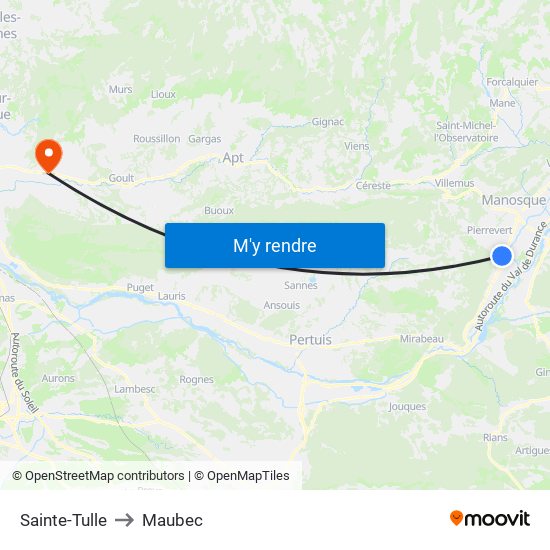 Sainte-Tulle to Maubec map