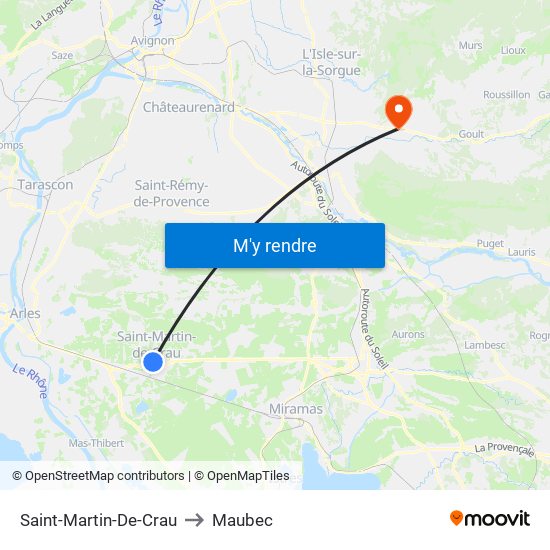 Saint-Martin-De-Crau to Maubec map