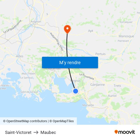 Saint-Victoret to Maubec map