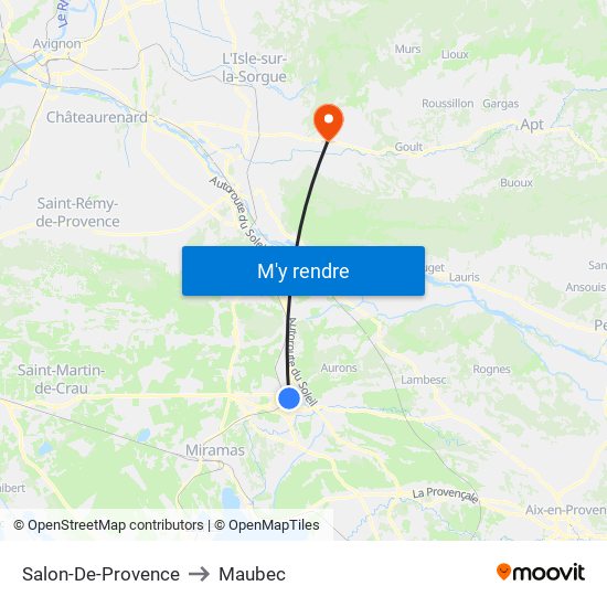 Salon-De-Provence to Maubec map