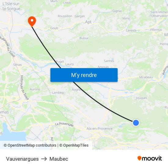 Vauvenargues to Maubec map