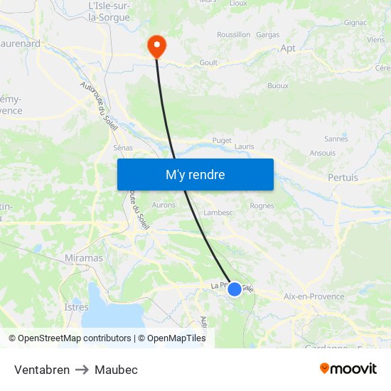 Ventabren to Maubec map