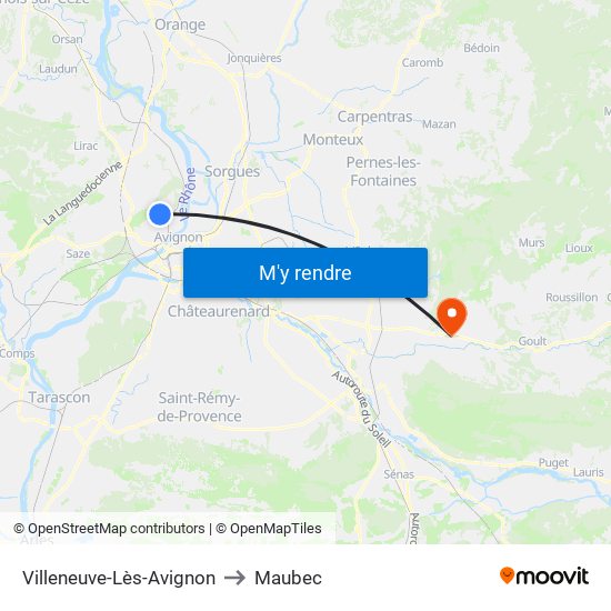 Villeneuve-Lès-Avignon to Maubec map