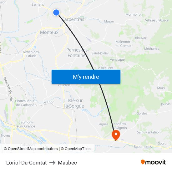 Loriol-Du-Comtat to Maubec map