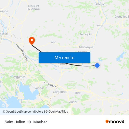 Saint-Julien to Maubec map
