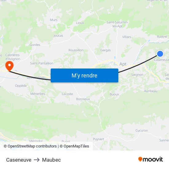 Caseneuve to Maubec map