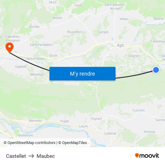 Castellet to Maubec map