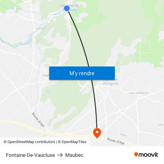 Fontaine-De-Vaucluse to Maubec map