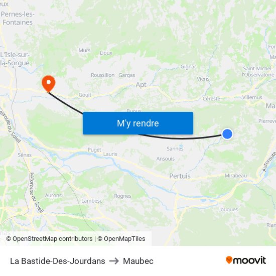 La Bastide-Des-Jourdans to Maubec map