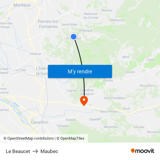 Le Beaucet to Maubec map