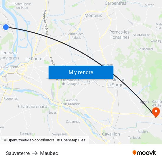 Sauveterre to Maubec map