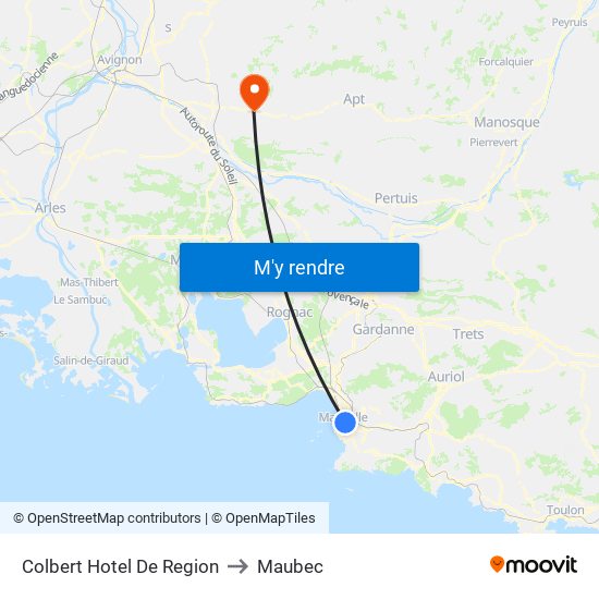 Colbert Hotel De Region to Maubec map